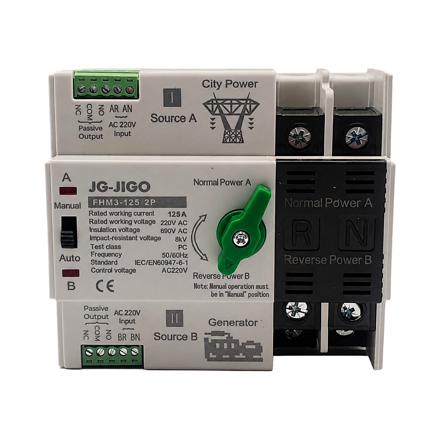 ATS 125A GREEN 2P Automatic Transfer Switch