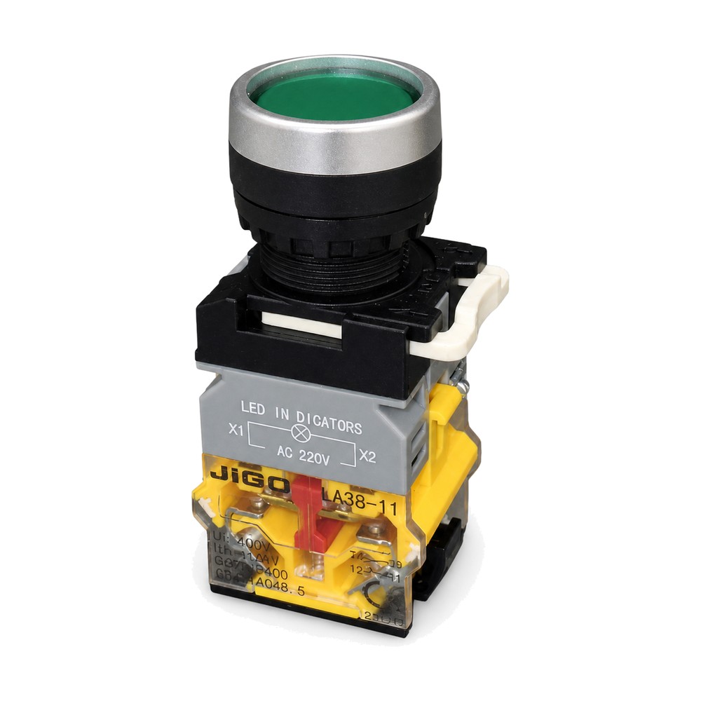 LA38-11 PNZS 220V GREEN LATCHING Push Button Switch