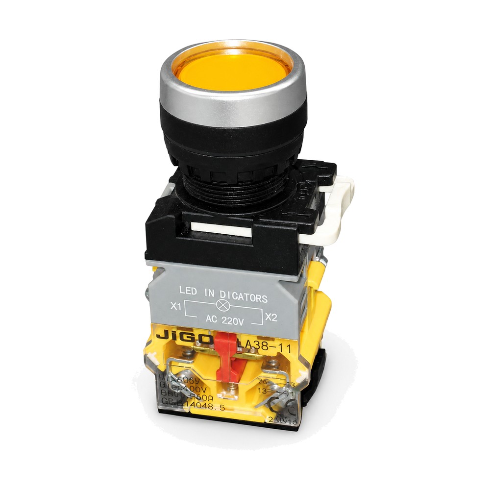 LA38-11 PNZS 220V YELLOW LATCHING Push Button Switch