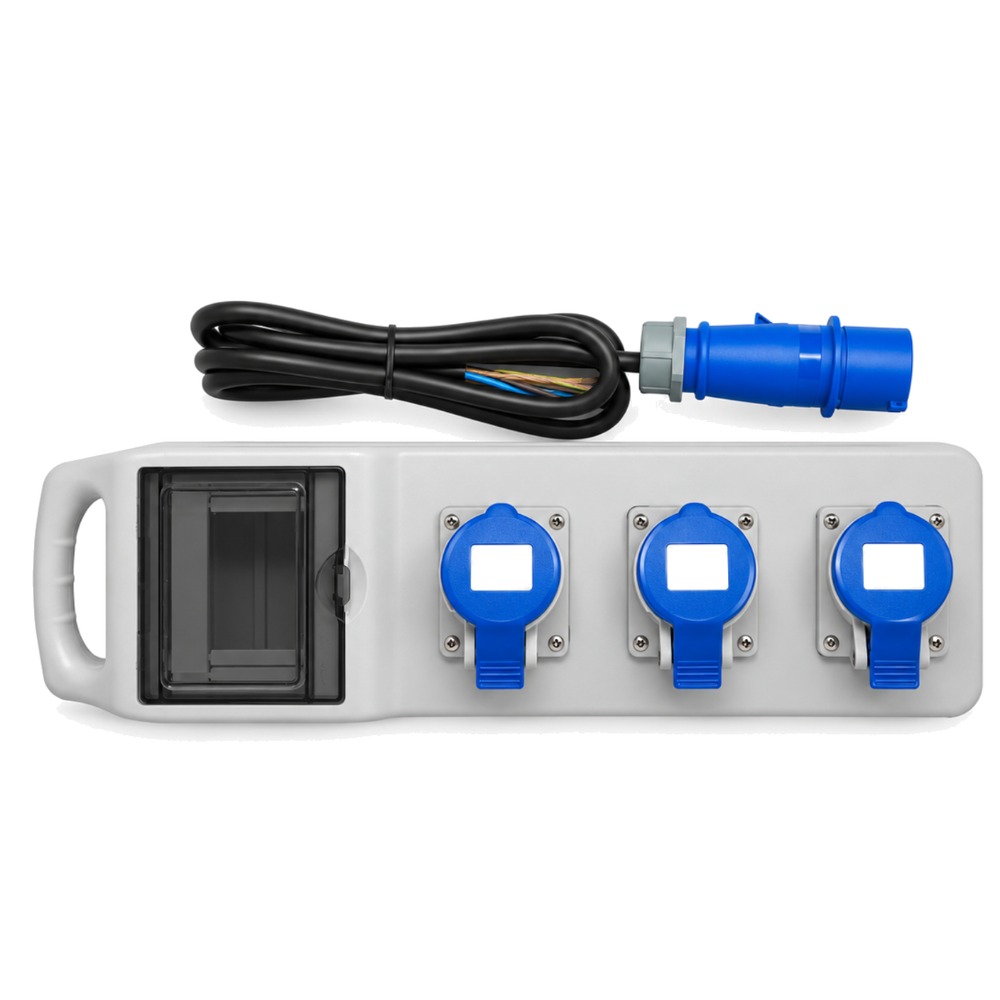 JiGO JG-1802 Socket Box 3 × 16 A 3-pin Sockets with MCB Channel IP65