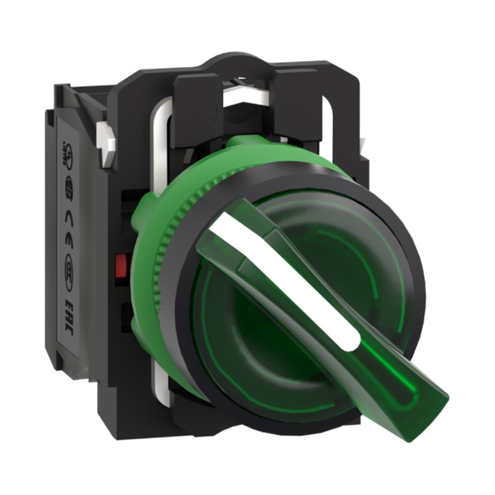 Schneider XB5AK123M5 Harmony XB5 Illuminated Selector Switch 22 mm Green 2 Position 230 V LED