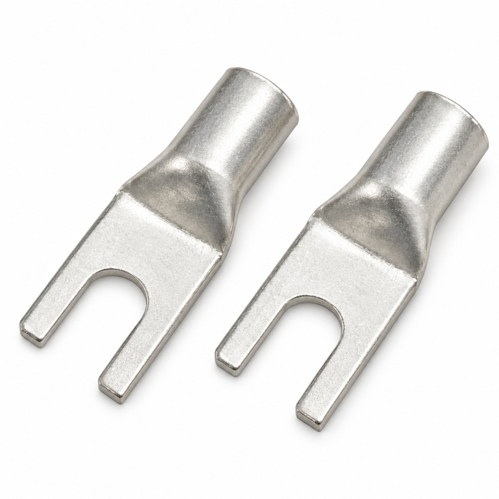 ASCON ACUS-524 Copper Tubular Fork Type Cable Lug 6 sq mm 6.2 mm Hole (Pack of 100 Pcs)