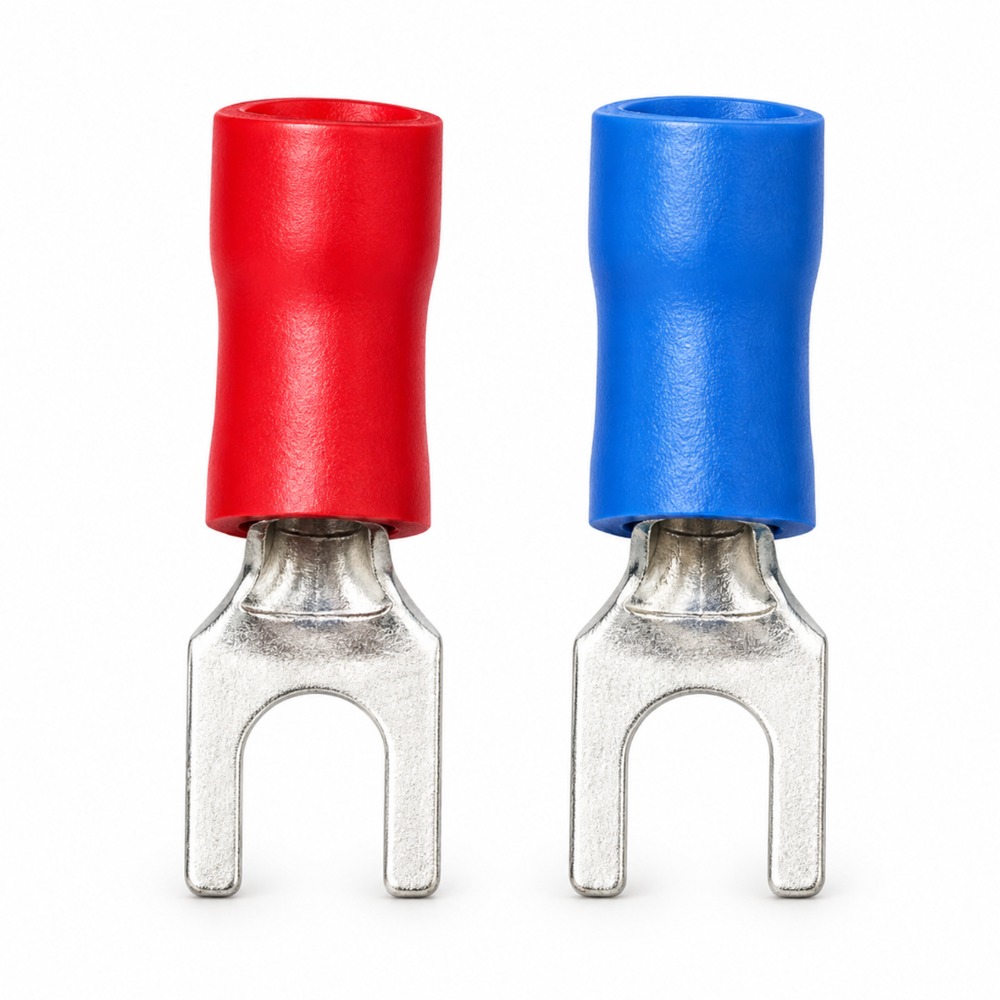 HEX HFI-7930 Insulated Fork Type Copper Terminal 4-6 sq mm 3.1 mm Hole (Pack of 100 Pcs)